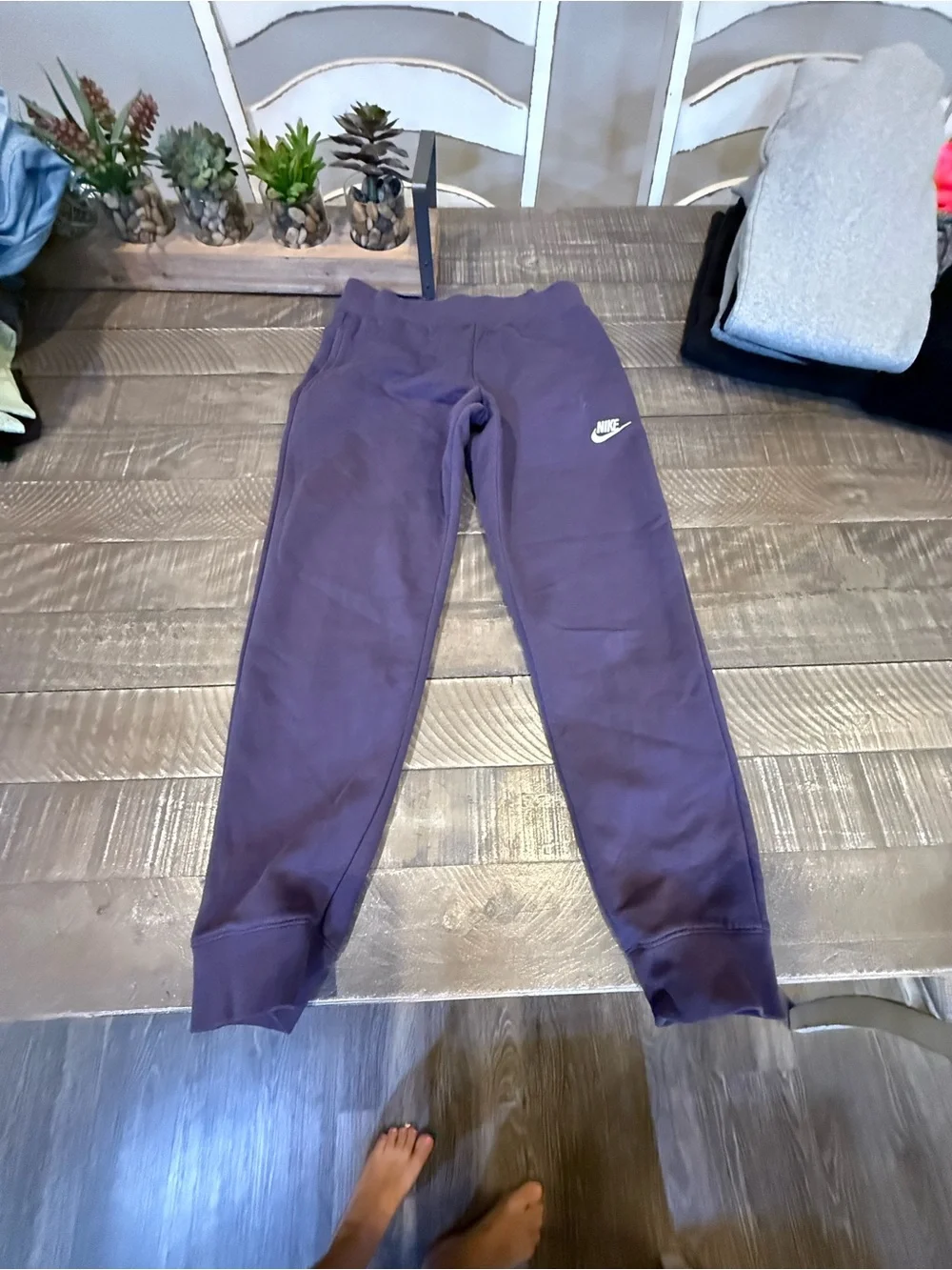 Nike Kids Purple Sweatpants with White Swoosh